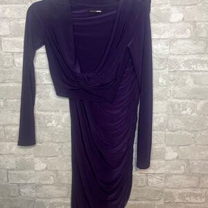 Fashion Nova Purple Two-Piece Set – Crop Top & Ruched Skirt, Satin Spandex Blend